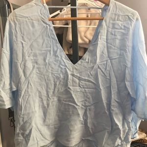 Baby Blue Wrinkle Style Blouse
